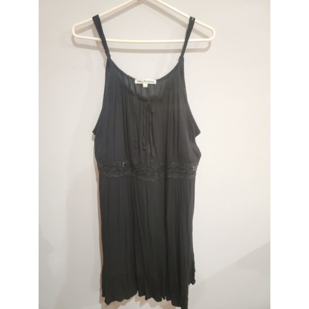 Wallflower‎ Women's Sleeveless Black Short Swing Dress Spagetti Strap Size 2X